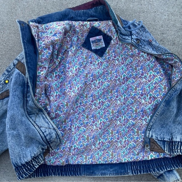 Vintage Current Seen men’s medium women’s large denim jacket bejewelled puffy - Picture 2 of 9